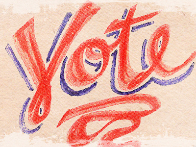 HAPPY ELECTION DAY! blue hand lettering november red texture vote