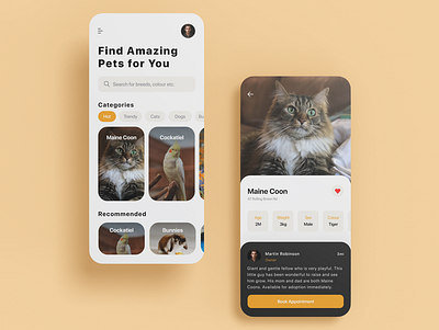 Pet Adoption App Design androiddesign concept dailyinspiration design iosdesign mobileappconcept petadoption petadoptionapp petapp pets petshop ui uidesign uxdesign