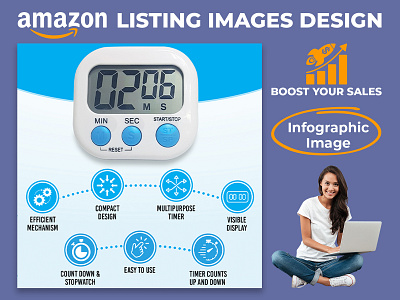 Kitchen Timer Clock - Amazon Product Infographic Design amazon listing images