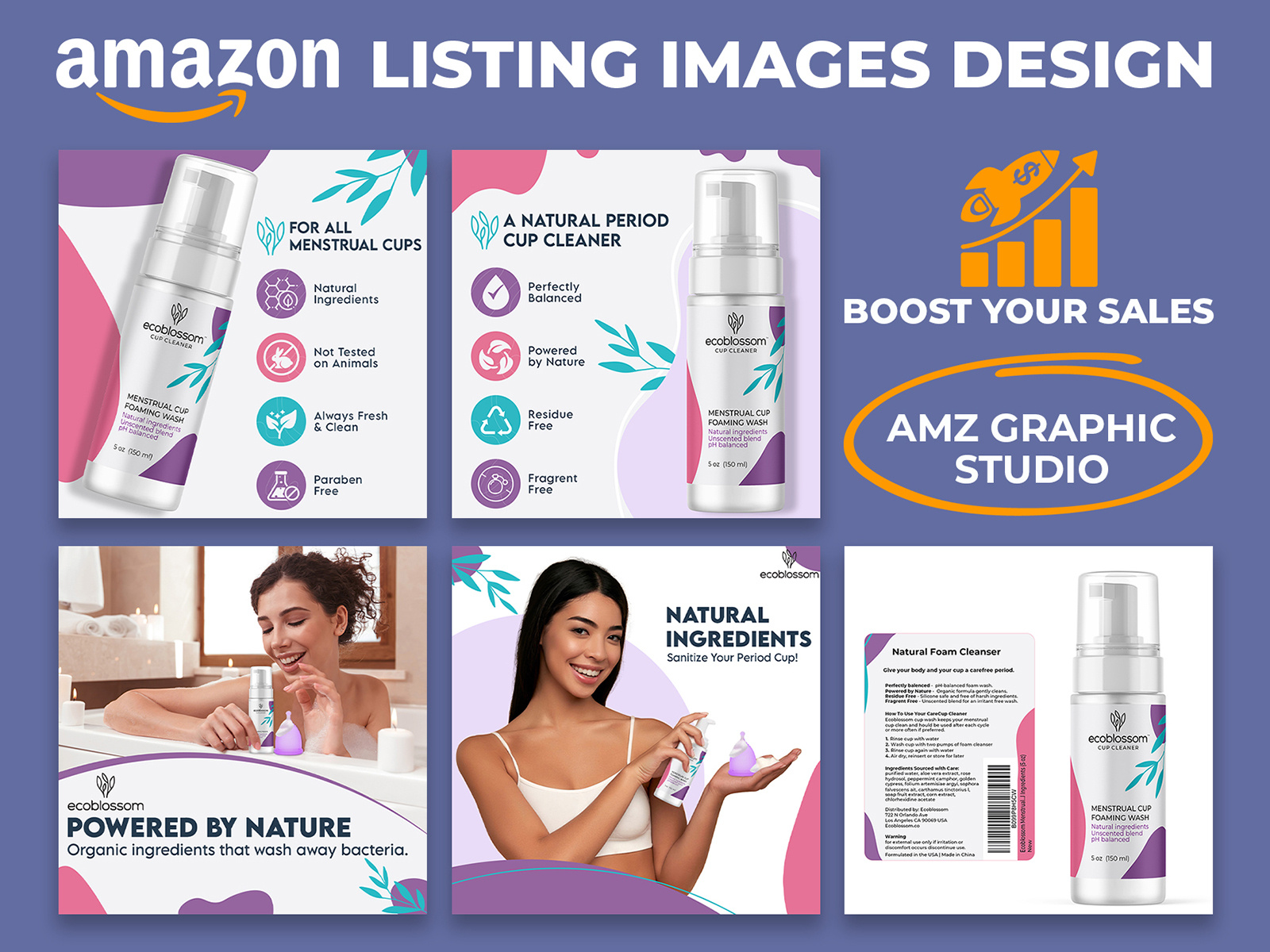 Menstrual Cup Cleaner Amazon Listing Images Design by AMZ Graphic