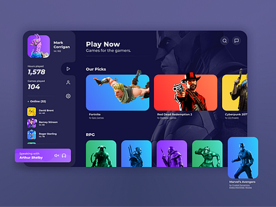 Game Streaming Dashboard Concept