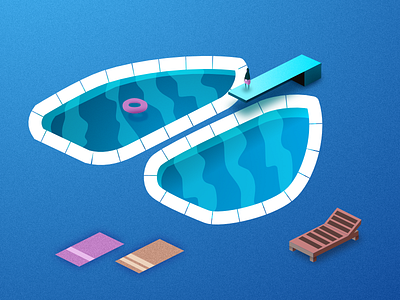 Swimming Lungs affinity isometric lung lungs minimal pool summer vector water
