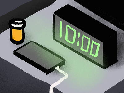 What's on Your Nightstand? alarm clock illustration isometric nightstand