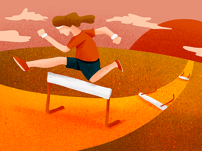 Third Time's the Charm hurdle hurdles jump procreate red running sunset track