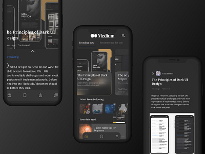 medium app redesign dark ui glassmorphism gradient medium article