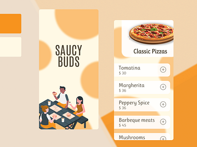 A Simple Pizza UI app app design beginner color color palette colour design food food app minimal mobile mobile app mobile app design mobile ui orange pizza pizza menu ui uidesign