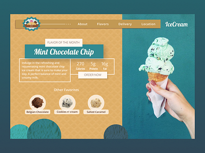 Icecream design gold green ice cream icecream landingpage logo texture ui uidesign web web design webdesign website website design