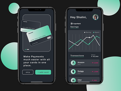 Dark Finance App app bank credit card creditcard dark dark app dark mode dark ui design finance finance app graphics mobile payment ui uidesign