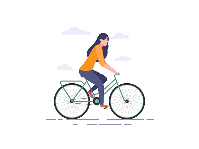 People riding a bicycle. Web illustration.