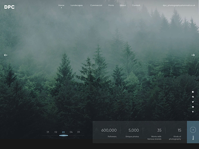 Landing Page of the photographer landing page motion graphics parallax ui ux