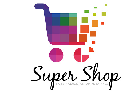 Super Shop Logo abstract alphabet business cart computer concept happy illustration internet isolated letter logo message sale shopping sign symbol text web word