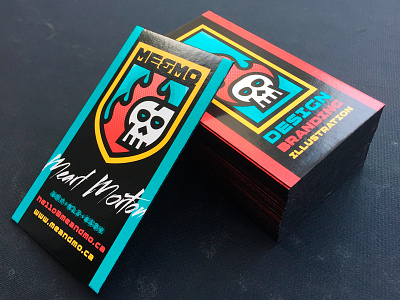 ME&MO cards badge business cards flame logo skull vector