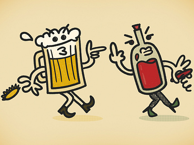 Best Friends beer booze cat call halftone harrasment illustration retro wine