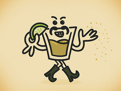 Senior Tequila alcohol booze character drink illustration retro shots sinister tequila vintage