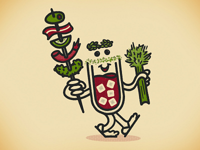 Caesar bacon booze caesar celery drink illustration retro vintage