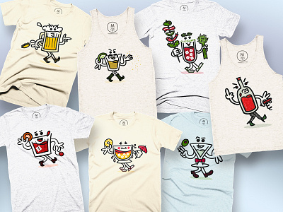 Booze Crew on Cotton Bureau alcohol beer booze caesar character illustration martini tequila vintage wine