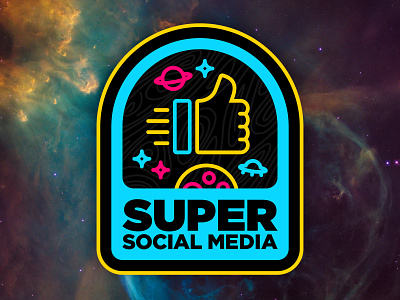 Social Social badge brand branding design logo logo design logos patch social social media space thumb thumbs up ufo vector
