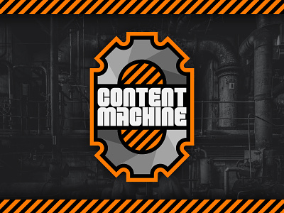 Content Machine Logo brand brand design branding factory logo logo design logos machine warning