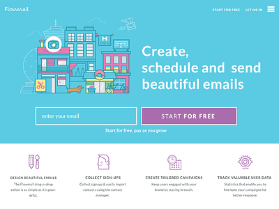 Flowmail new site live design illustration ruby on rails web development
