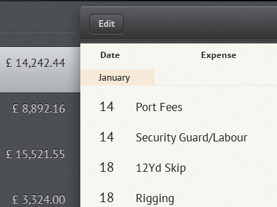 iPad interface for a vessel navigating app gray ios ipad ui vessel