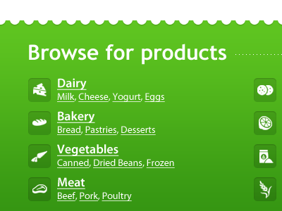 Food project - initial design design food green icons ios shopping list ui web web application