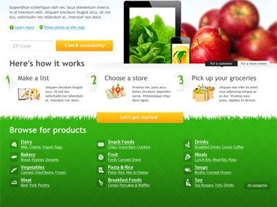 Food App apples design food green illustration ios ipad iphone maps shopping list ui web web application