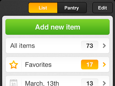 iPhone app to order groceries button green groceries icon ios iphone orange ui