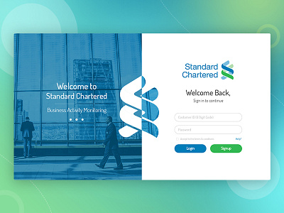 Standard Chartered Login Screen banking desktop module photoshop responsive