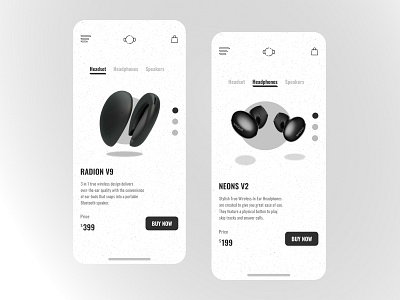 Purchase and Sale of Headsets, Headphones Mobile Edition. flat graphic design logo minimal mobile ui typography ui ui ux vector webapp webdesign