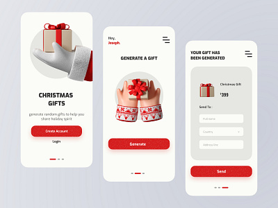 Christmas gifts generator app 3d 3d icons 3d illustration app app ui app uiux christmas christmas app christmas gift christmas gift app mobile mobile app mobile app design mobile design mobile designer mobile ui mobile uiux ui uiux ux