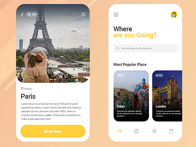 Tourism App UI/UX Design app design ui ux vector