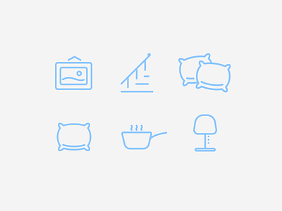 Roost Home Icons bed cooking home house iconography icons illustration kitchen lamp living pillow roost