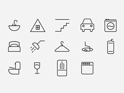 Roost Room Icons bed cooking home house iconography icons illustration kitchen lamp living pillow roost
