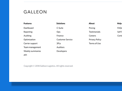 Galleon Footer footer grid layout minimal typography ui ux website