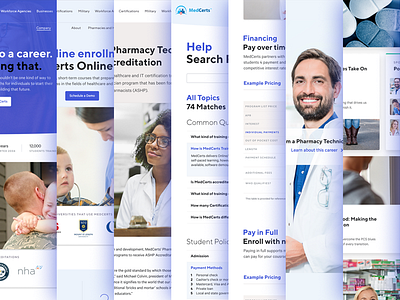 MedCerts Website blue education layout marketing redesign website
