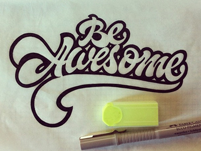 BeAwesome custom lettering process progress sketch typography