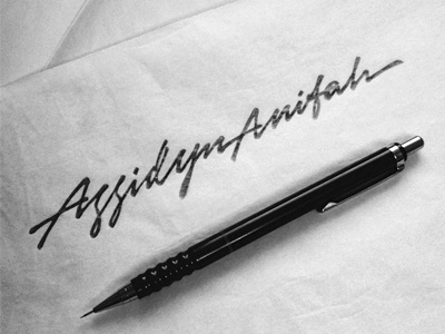 Azzidyn Anifah calligraphy lettering logo process progress signature sketch