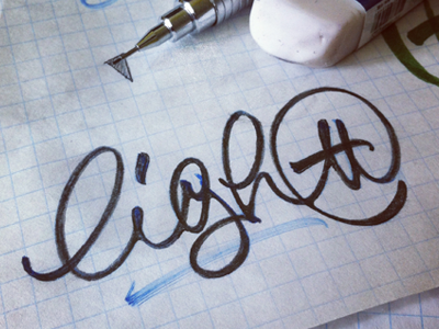 Lightt brush pen doodle draft lettering logo option pencil sketch typography