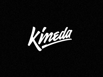 Kineda black brush pen calligraphy custom identity lettering logo typography white