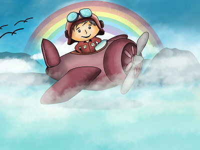 plane colorful childrens book illustrations character childrens book digital painting drawing illustration vector
