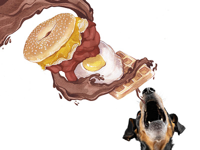 Dog eating sandwich