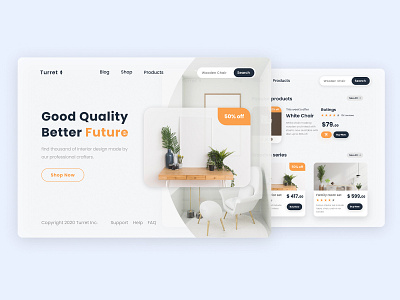 Turret Furniture Shop - Web Design UI 2020 trend animation app clean design download e commerce furniture ios app landingpage minimal mobile app mobile design mobile ui modern typography ui design web app design web design web design ui