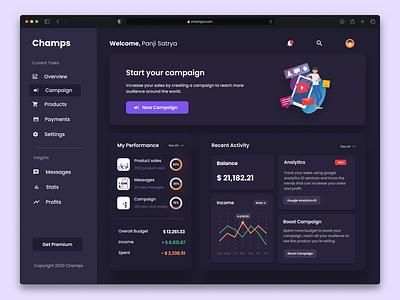 Champs - Web Design UI 2020 trend animation app clean dashboard design ecommerce illustrations ios app minimal mobile app mobile design mobile ui modern typography ui design web app design web design web design ui