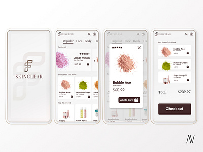 SkinClear - Ecommerce skincare UI design app design brand design dailyui infocards ios product design skincare ui design user interface