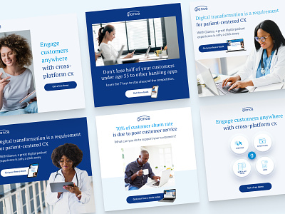 🎧 Digital CX SaaS Banner Ads ads blue graphic design healthcare saas static ads