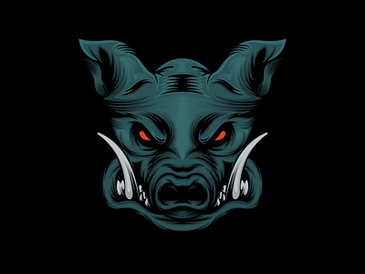 angry pig mascot illustration