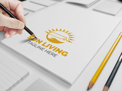 Sun Living Logo agent architecture bold brand branding build building company concrete construction corporate design floor glass home identity innovative living plan properties