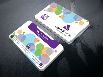 Business Card cyan green orange violet white