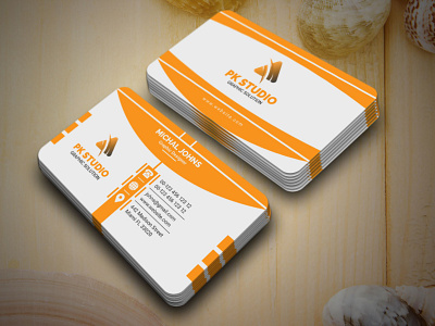 Business Card company cyan green modern orange print ready