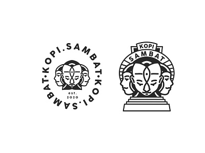Kopi Sambat badge logo beach branding cafe café coffee coffee shop design illustration logo surface design tropic vintage badge vintage logo